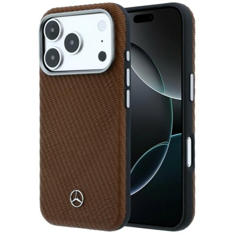 Etui Mercedes Leather Semi Wrap Wood Effect MagSafe do iPhone 17 Pro camel