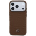 Etui Mercedes Leather Semi Wrap Wood Effect MagSafe do iPhone 17 Pro camel