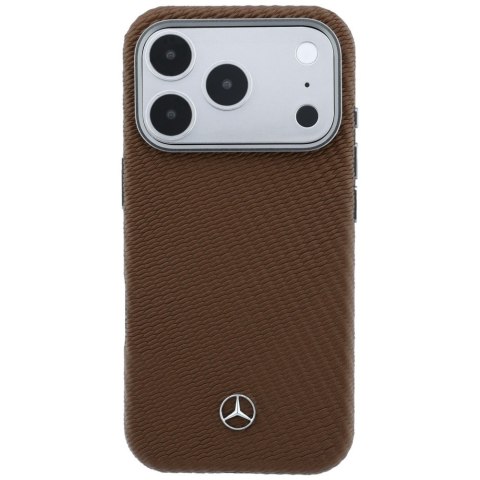 Etui Mercedes Leather Semi Wrap Wood Effect MagSafe do iPhone 17 Pro camel