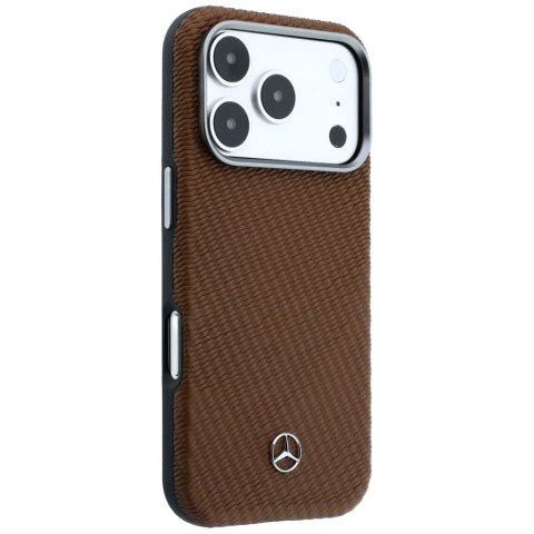 Etui Mercedes Leather Semi Wrap Wood Effect MagSafe do iPhone 17 Pro camel