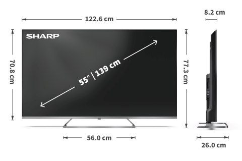 Telewizor SHARP 55JP7265E QLED 55" 4K Ultra HD Google TV Dolby Digital Plus Czarny