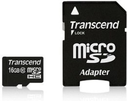 SD microSD Card 16GB Transcend SDHC UHS1 w/adapter