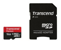 SD microSD Card 16GB Transcend SDHC UHS1 w/adapter