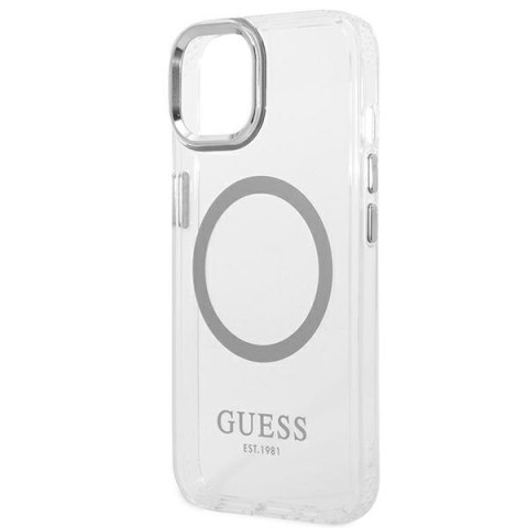 Guess GUHMP14MHTRMS iPhone 14 Plus 6,7" srebrny/silver hard case Metal Outline Magsafe