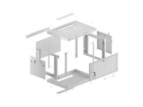 LANBERG SZAFA INSTALACYJNA RACK WISZĄCA 19" 4U 600X600 SZARA DRZWI PERFOROWANE (FLAT PACK)