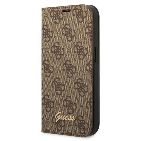 Guess GUBKP14XHG4SHW iPhone 14 Pro Max 6,7" brązowy/brown book 4G Vintage Gold Logo