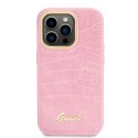 Guess GUHCP14LHGCRHP iPhone 14 Pro 6,1" różowy/pink hardcase Croco Collection