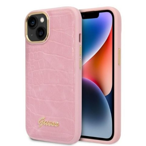 Guess GUHCP14SHGCRHP iPhone 14 6,1" różowy/pink hardcase Croco Collection