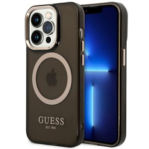 Guess GUHMP14LHTCMK iPhone 14 Pro 6,1" czarny/black hard case Gold Outline Translucent MagSafe