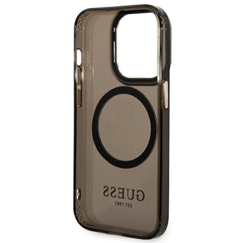 Guess GUHMP14LHTCMK iPhone 14 Pro 6,1" czarny/black hard case Gold Outline Translucent MagSafe
