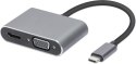 Hub USB Typ-C 4w1 USB 3.0 + PD 100W + HDMK 4k30Hz + VGA FullHD