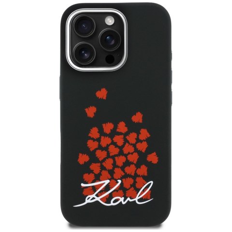 Etui Karl Lagerfeld Silicone Heart Sign Logo MagSafe do iPhone 16 Pro czarny