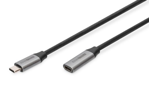 Kabel przedłużający USB 3.0 DIGITUS PREMIUM 60W/5Gbps Typ USB C/USB C Ż/M czarny 0,5m