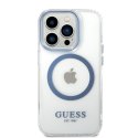 Guess GUHMP14LHTRMB iPhone 14 Pro 6,1" niebieski/blue hard case Metal Outline Magsafe