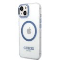 Guess GUHMP14MHTRMB iPhone 14 Plus 6,7" niebieski/blue hard case Metal Outline Magsafe