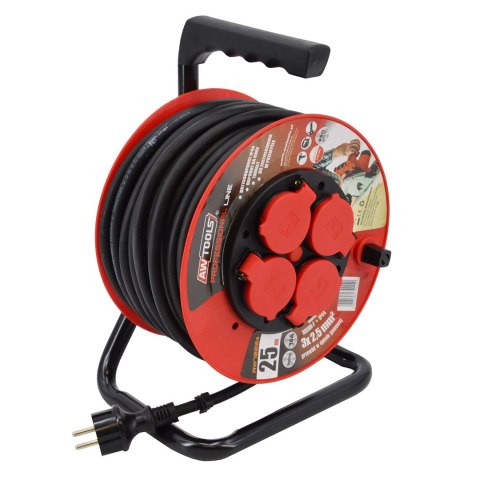 AWTOOLS PRZEDŁUŻACZ BĘBEN PROFESSIONAL 25m 3x2,5mm 16A / 3680W / IP44