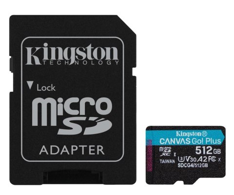 Karta pamięci Micro SD Kingston CanvasGo! Plus G4 U3 V30 A2 512GB Micro SD + AdapterSD