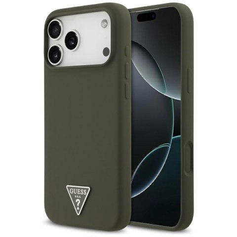 Etui Guess Silicone Triangle Logo MagSafe do iPhone 17 Pro Max khaki