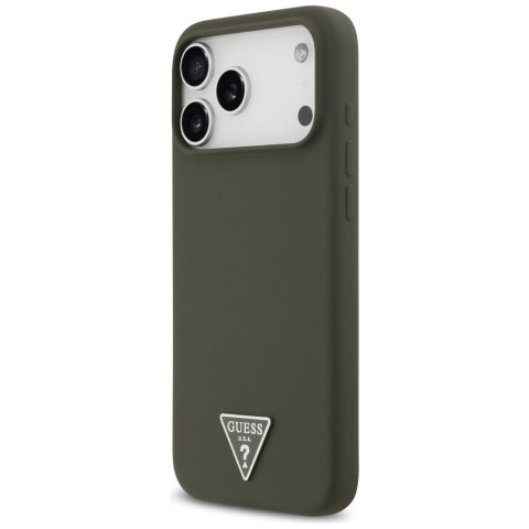 Etui Guess Silicone Triangle Logo MagSafe do iPhone 17 Pro Max khaki