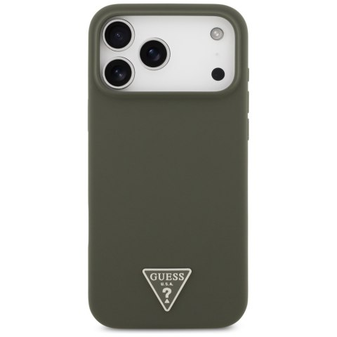 Etui Guess Silicone Triangle Logo MagSafe do iPhone 17 Pro Max khaki