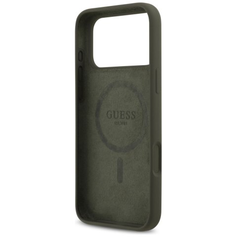 Etui Guess Silicone Triangle Logo MagSafe do iPhone 17 Pro Max khaki