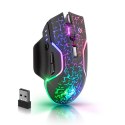 Defender Mysz Oneshot GM-067 LED, 3200DPI, 2.4 [GHz], optyczna, 6kl., bezprzewodowa, czarna, wbudowany akumulator