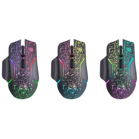 Defender Mysz Oneshot GM-067 LED, 3200DPI, 2.4 [GHz], optyczna, 6kl., bezprzewodowa, czarna, wbudowany akumulator