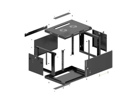 LANBERG SZAFA INSTALACYJNA RACK WISZĄCA 19" 4U 600X450 CZARNA DRZWI METALOWE (FLAT PACK)