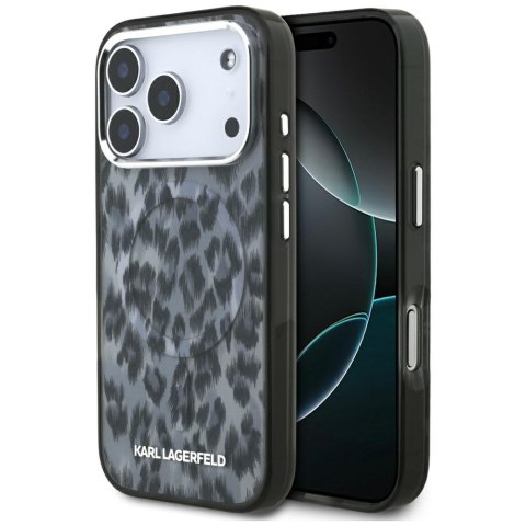 Etui Karl Lagerfeld IML Leopard Pattern MagSafe do iPhone 17 Pro czarny