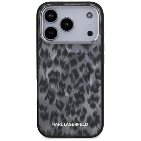 Etui Karl Lagerfeld IML Leopard Pattern MagSafe do iPhone 17 Pro czarny