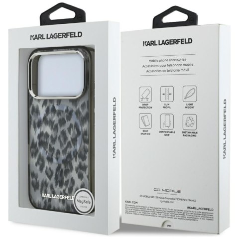 Etui Karl Lagerfeld IML Leopard Pattern MagSafe do iPhone 17 Pro czarny