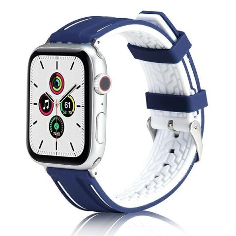 Beline pasek Apple Watch Solid Silicone 42/44/45/49mm granatowo-biały navy/white