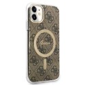 Zestaw Guess GUBPN61H4EACSW Case+Charger iPhone 11 6,1" brązowy/brown hard case 4G Print MagSafe