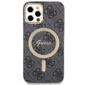 Zestaw Guess GUBPP12MH4EACSK Case+ Charger iPhone 12/12 Pro czarny/black hard case 4G Print MagSafe