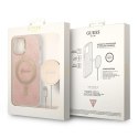 Zestaw Guess GUBPP12MH4EACSP Case+ Charger iPhone 12/12 Pro różowy/pink hard case 4G Print MagSafe