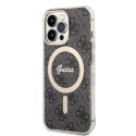 Zestaw Guess GUBPP13XH4EACSK Case+ Charger iPhone 13 Pro Max czarny/black hard case 4G Print MagSafe