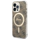 Zestaw Guess GUBPP13XH4EACSW Case+ Charger iPhone 13 Pro Max brązowy/brown hard case 4G Print MagSafe