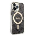 Zestaw Guess GUBPP13LH4EACSK Case+ Charger iPhone 13 Pro czarny/black hard case 4G Print MagSafe