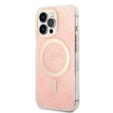 Zestaw Guess GUBPP13LH4EACSP Case+ Charger iPhone 13 Pro różowy/pink hard case 4G Print MagSafe