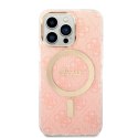 Zestaw Guess GUBPP13LH4EACSP Case+ Charger iPhone 13 Pro różowy/pink hard case 4G Print MagSafe