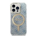 Zestaw Guess GUBPP14XH4EACSB Case+ Charger iPhone 14 Pro Max 6,7" niebieski/blue hard case 4G Print MagSafe