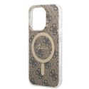 Zestaw Guess GUBPP14XH4EACSW Case+ Charger iPhone 14 Pro Max 6,7" brązowy/brown hard case 4G Print MagSafe