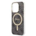 Zestaw Guess GUBPP14LH4EACSK Case+ Charger iPhone 14 Pro 6,1" czarny/black hard case 4G Print MagSafe
