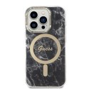 Zestaw Guess GUBPP14LHMEACSK Case+ Charger iPhone 14 Pro 6,1" czarny/black hard case Marble MagSafe