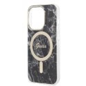 Zestaw Guess GUBPP14LHMEACSK Case+ Charger iPhone 14 Pro 6,1" czarny/black hard case Marble MagSafe