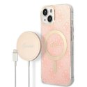 Zestaw Guess GUBPP14MH4EACSP Case+ Charger iPhone 14 Plus 6,7" różowy/pink hard case 4G Print MagSafe