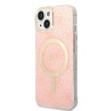 Zestaw Guess GUBPP14MH4EACSP Case+ Charger iPhone 14 Plus 6,7" różowy/pink hard case 4G Print MagSafe