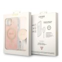 Zestaw Guess GUBPP14MH4EACSP Case+ Charger iPhone 14 Plus 6,7" różowy/pink hard case 4G Print MagSafe