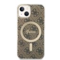 Zestaw Guess GUBPP14MH4EACSW Case+ Charger iPhone 14 Plus 6,7" brązowy/brown hard case 4G Print MagSafe