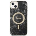 Zestaw Guess GUBPP14MHMEACSK Case+ Charger iPhone 14 Plus 6,7" czarny/black hard case Marble MagSafe